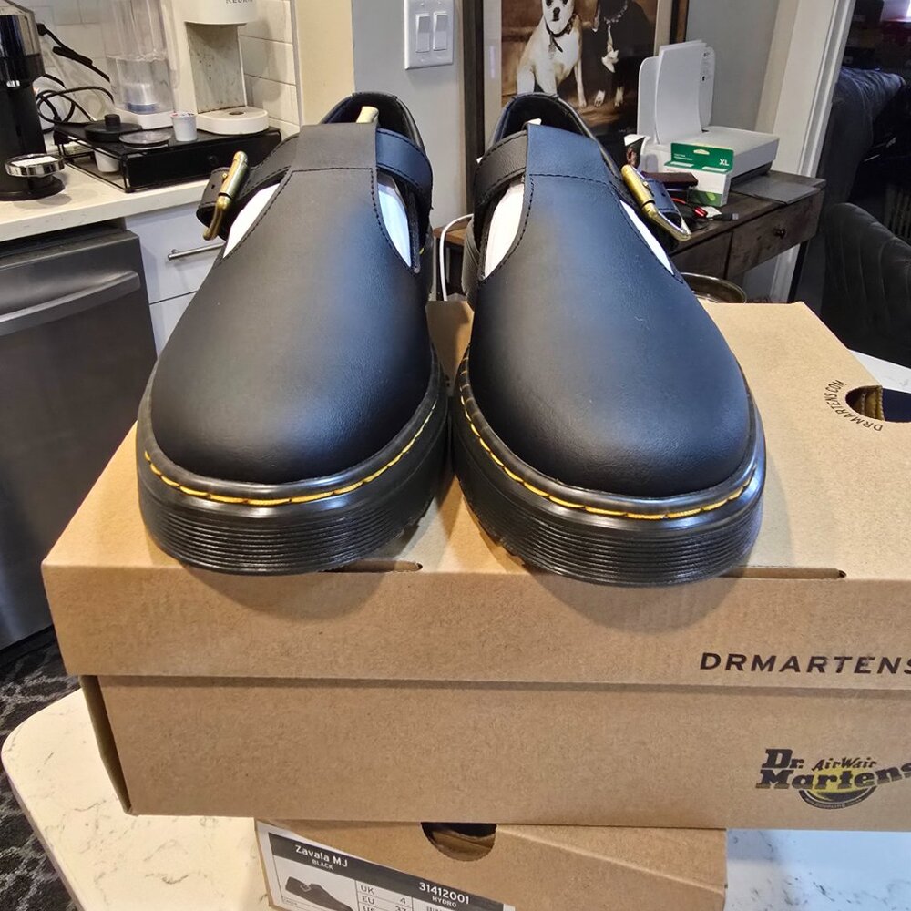 Dr. Martens Zavala Chunky Mary Jane Platform T-Bar Leather Shoes Men's 10 Black - Picture 5 of 10